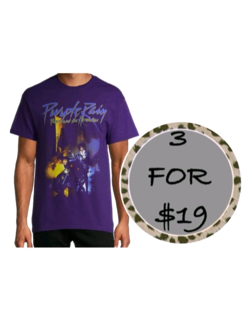 3/$19 Prince Purple Rain Graphic short sleeve T-Shirt